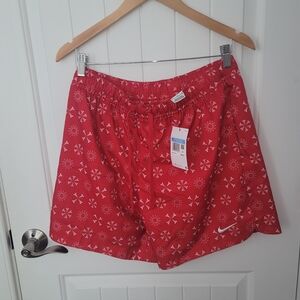 NWT Nike Sportswear Monogram Flow Woven Shorts Lined Red White Medium FN1461-657